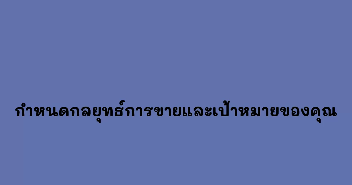 กำหนดกลยุทธ์การขายและเป้าหมายของคุณ